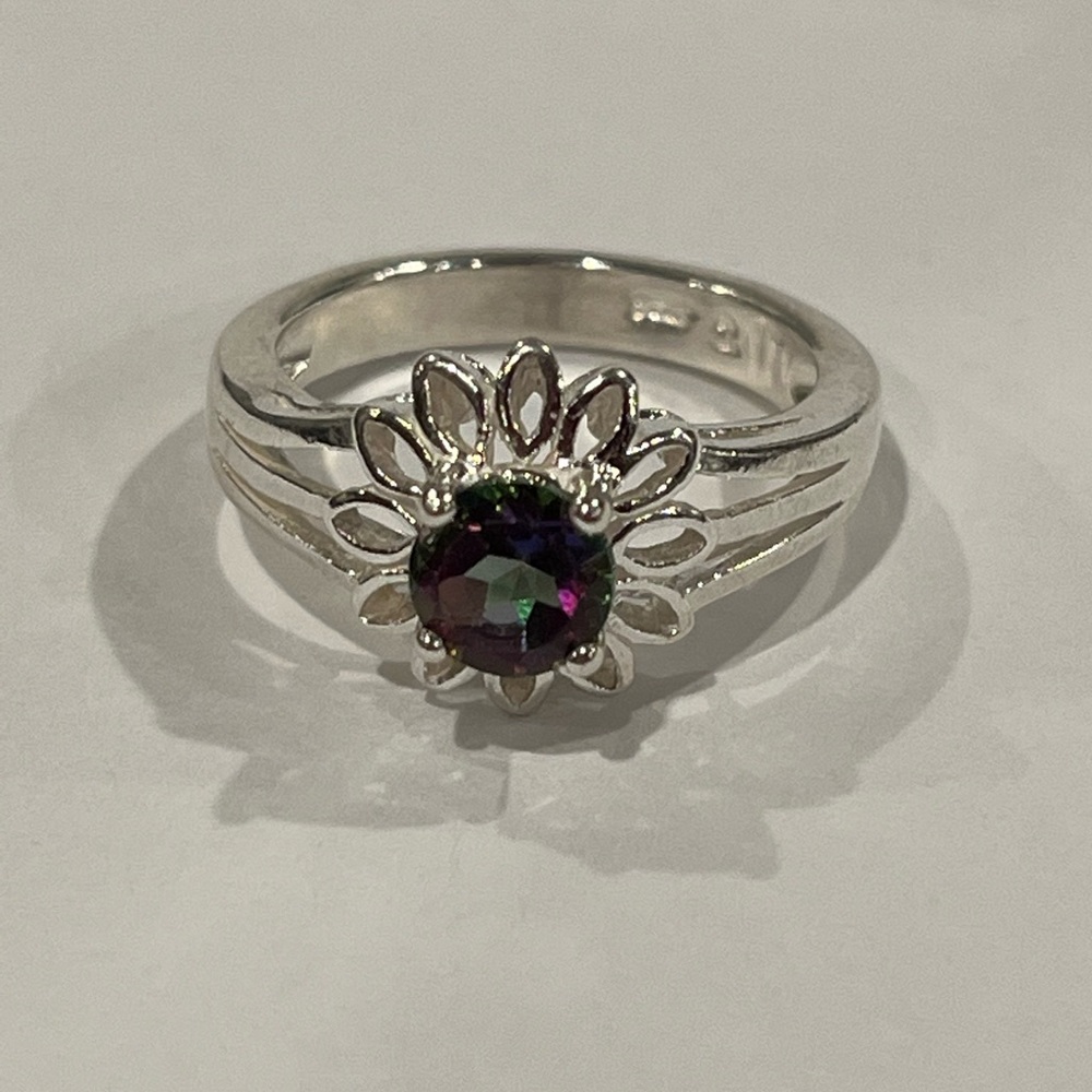 Handmade sterling silver mystic topaz ring